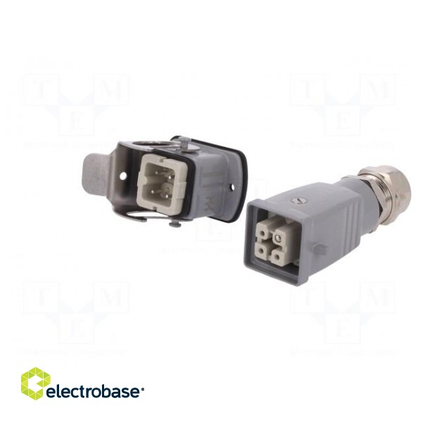 Connector: HDC | male + female | plug + socket | HA | PIN: 4 | 3+PE | M20 image 2