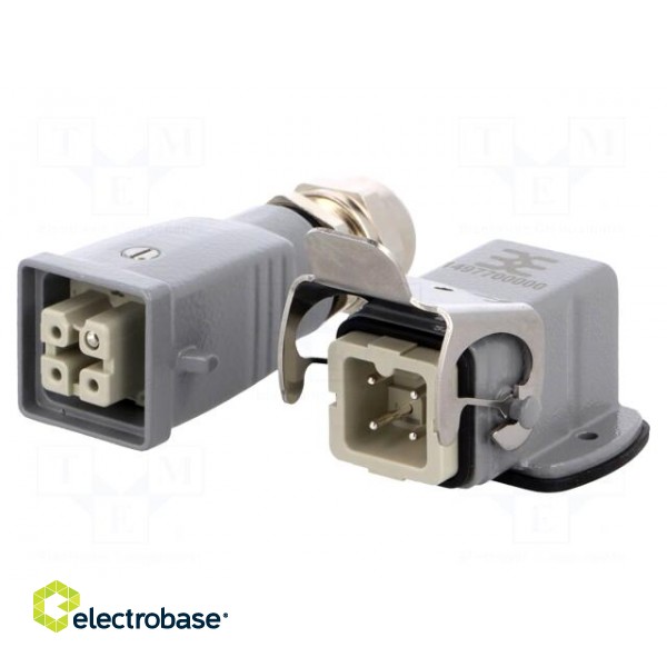 Connector: HDC | male + female | plug + socket | HA | PIN: 4 | 3+PE | M20 image 1