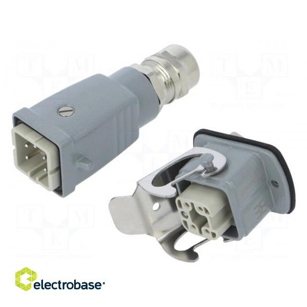 Connector: HDC | male + female | plug + socket | HA | PIN: 5 | 4+PE | PG11 image 1
