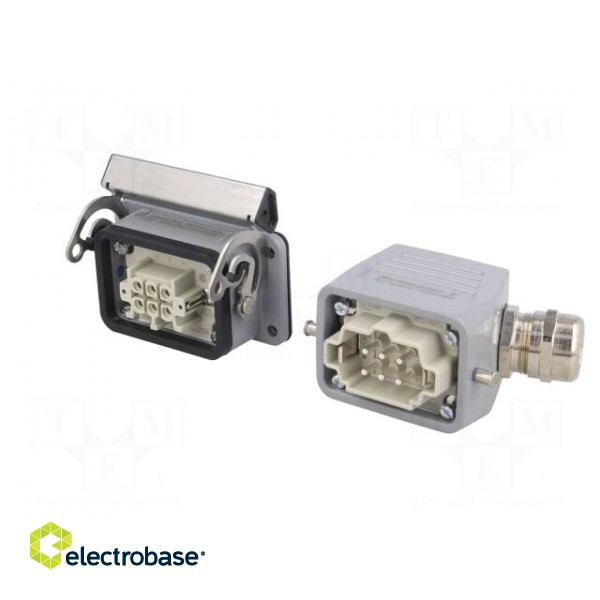 Connector: HDC | male + female | plug + socket | HE | PIN: 6 | 6+PE | PG16 image 2