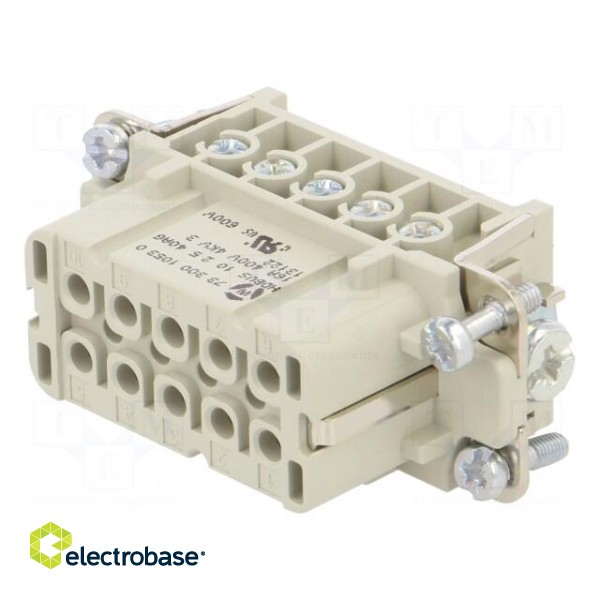 Connector: HDC | female | PIN: 10 | size 10 | contact insert | 400V | 16A image 1