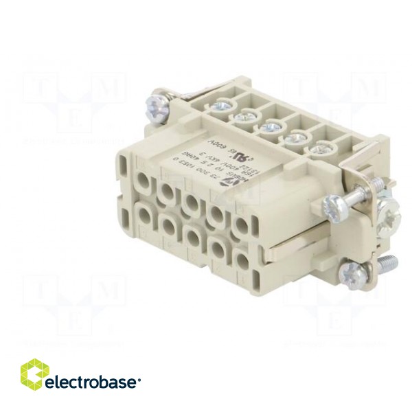 Connector: HDC | female | PIN: 10 | size 10 | contact insert | 400V | 16A paveikslėlis 2