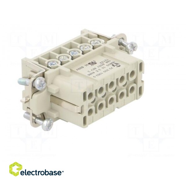 Connector: HDC | female | PIN: 10 | size 10 | contact insert | 400V | 16A image 8