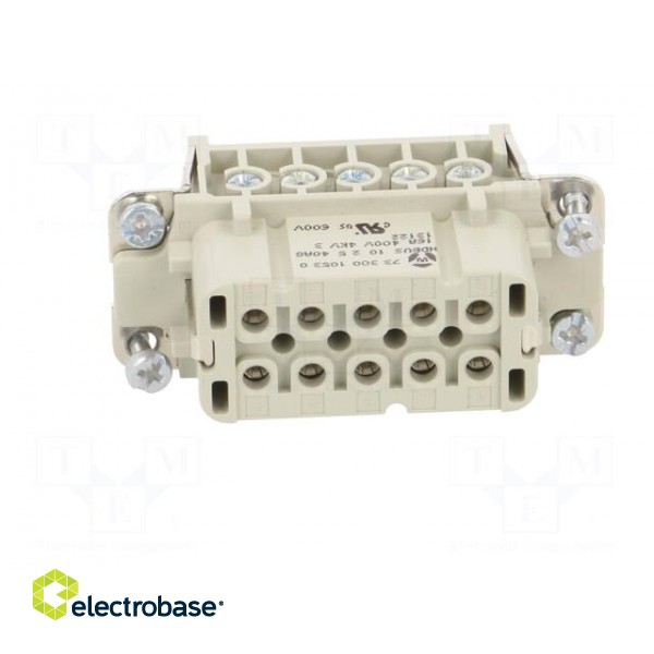 Connector: HDC | female | PIN: 10 | size 10 | contact insert | 400V | 16A фото 9
