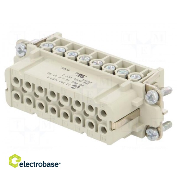 Connector: HDC | female | PIN: 16 | size 16 | contact insert | 400V | 16A image 1