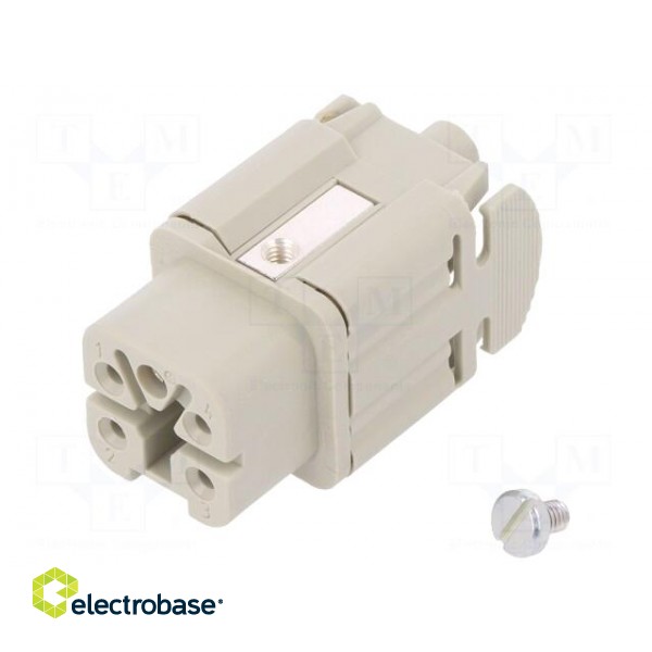 Connector: HDC | female | PIN: 5 | size 3 | contact insert | 400V | 10A image 1