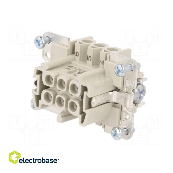 Connector: HDC | female | PIN: 6 | size 6 | contact insert | 500V | 16A image 2