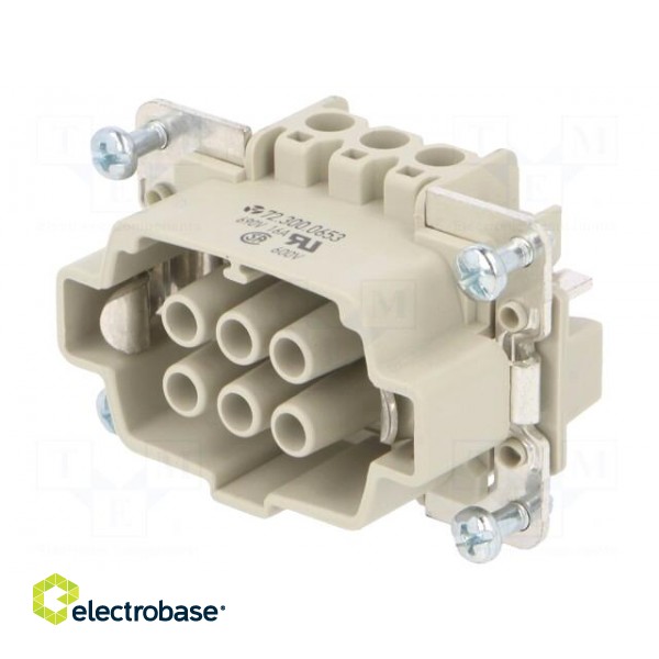 Connector: HDC | female | PIN: 6 | size 6 | contact insert | 600V | 16A image 1