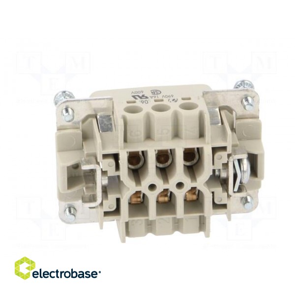 Connector: HDC | female | PIN: 6 | size 6 | contact insert | 600V | 16A paveikslėlis 5