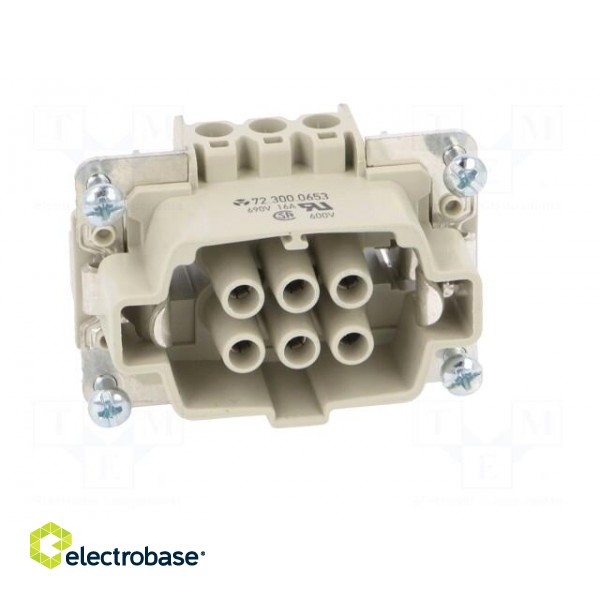 Connector: HDC | female | PIN: 6 | size 6 | contact insert | 600V | 16A фото 9