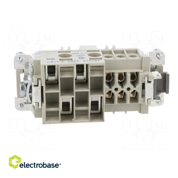 Connector: HDC | male | PIN: 10(4+6) | size 16 | contact insert | 690V image 5