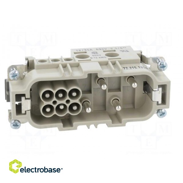 Connector: HDC | male | PIN: 10(4+6) | size 16 | contact insert | 690V image 9