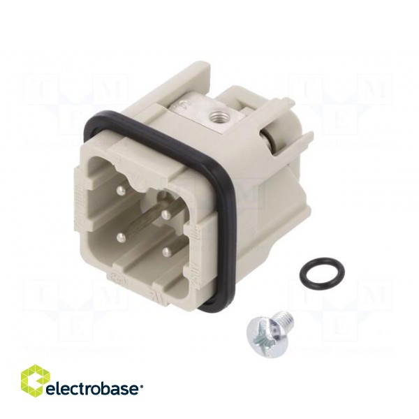 Connector: HDC | male | PIN: 4 | size 3 | contact insert | 400V | 10A image 1