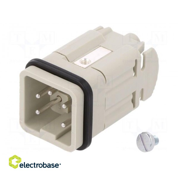 Connector: HDC | male | PIN: 5 | size 3 | contact insert | 400V | 10A image 1