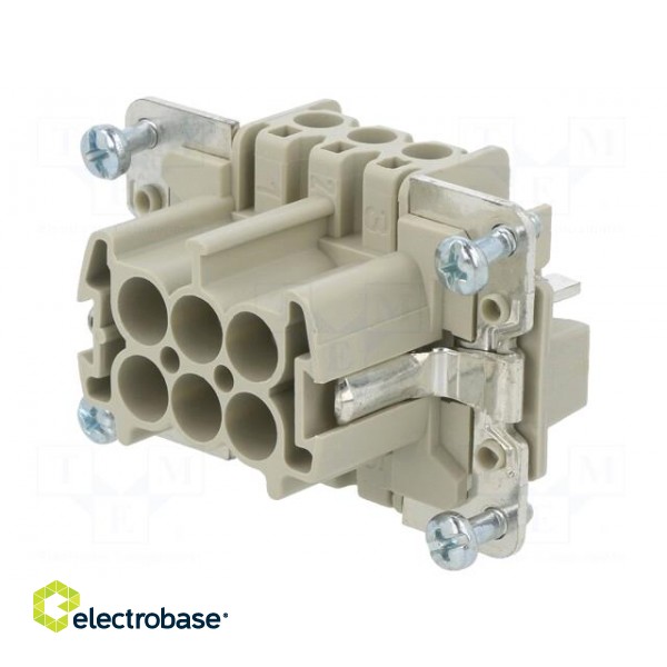 Connector: HDC | male | PIN: 6 | size 6 | contact insert | 600V | 16A paveikslėlis 1