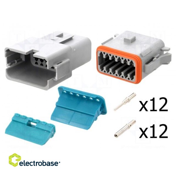 Connector: wire-wire | AT | male + female | plug | for cable | PIN: 12 фото 1