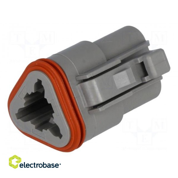 Connector: wire-wire | DT | female | plug | for cable | PIN: 3 | grey | IP68 image 1