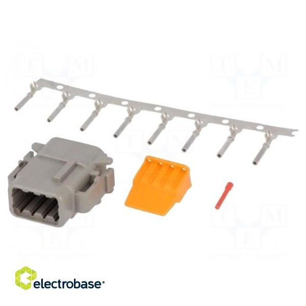 Connector: wire-wire | DTM | female | plug | for cable | PIN: 8 | crimped image 1