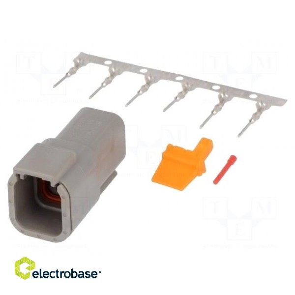 Connector: wire-wire | DTM | male | plug | for cable | PIN: 6 | crimped image 1