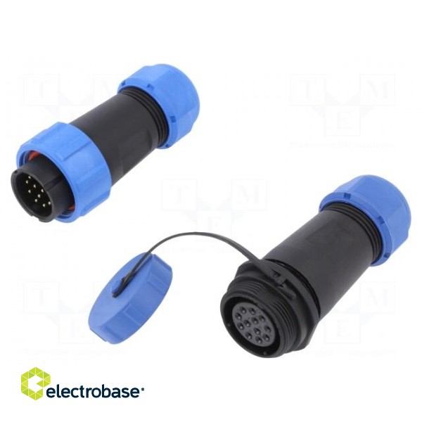 Connector: circular | male + female | PIN: 12 | 3A | IP67 | 500V image 1