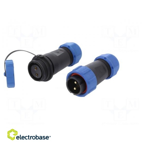 Connector: circular | male + female | PIN: 2 | 3A | IP67 | 500V image 2