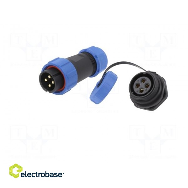 Connector: circular | male + female | PIN: 4 | 3A | IP67 | 500V фото 2