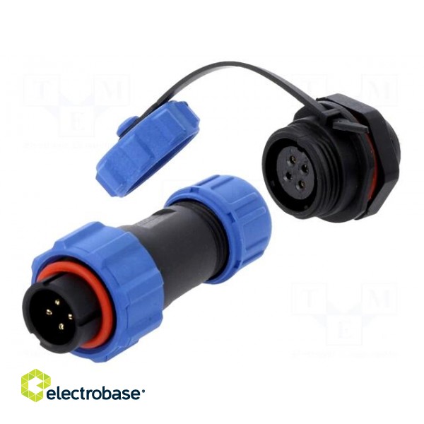 Connector: circular | male + female | PIN: 4 | 5A | IP67 | 500V image 1