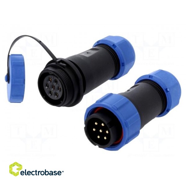 Connector: circular | male + female | PIN: 7 | 3A | IP67 | 500V image 1