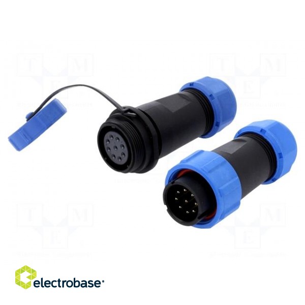 Connector: circular | male + female | PIN: 9 | 3A | IP67 | 500V image 1