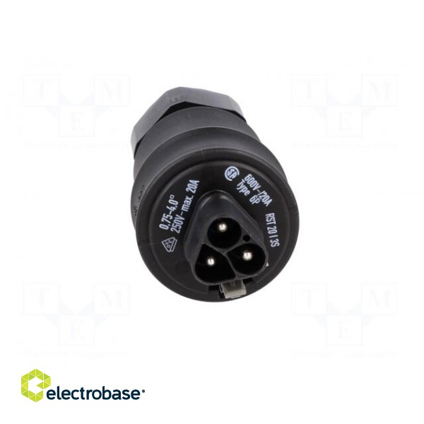 Plug | Connector: circular | male | PIN: 3 | silver plated | 20A | 250V paveikslėlis 9