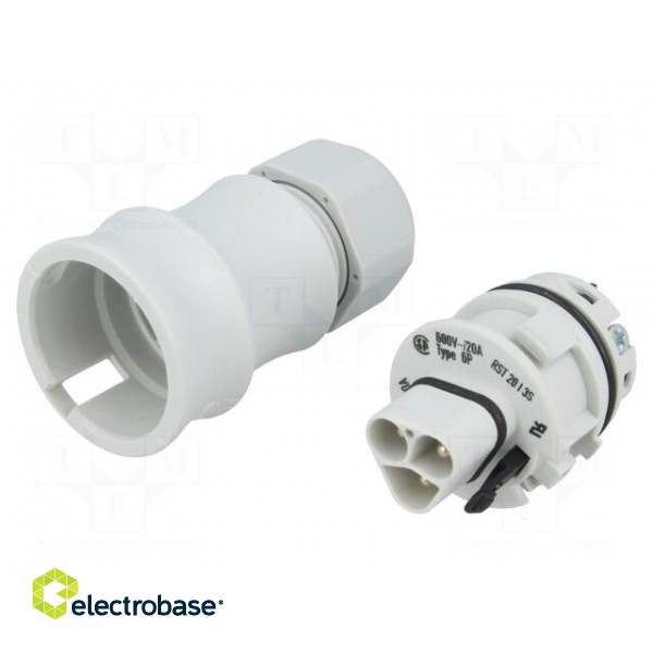 Plug | Connector: circular | male | PIN: 3 | silver plated | 20A | 250V paveikslėlis 1