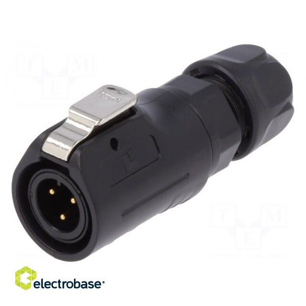 Connector: circular | plug | size 12 | 02 | male | PIN: 3 | with latch image 1
