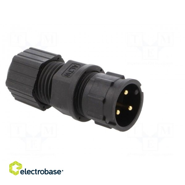 Connector: circular | plug | size D | male | PIN: 3 | gold-plated | 20A image 8
