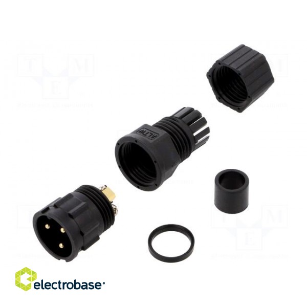 Plug | Connector: circular | size D | male | PIN: 3 | gold-plated | 20A image 1