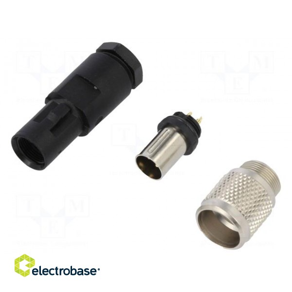 Connector: M9 | plug | male | Plating: gold-plated | 125V | IP67 | PIN: 3 image 1