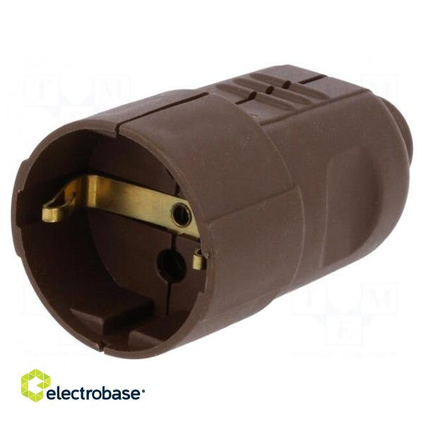 Connector: AC supply | female | socket | 2P+PE | 230VAC | 16A | brown фото 1