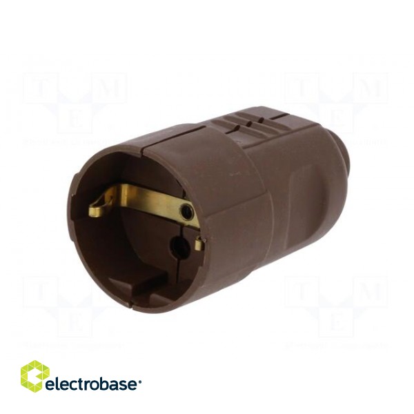 Connector: AC supply | female | socket | 2P+PE | 230VAC | 16A | brown фото 2