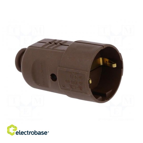 Connector: AC supply | female | socket | 2P+PE | 230VAC | 16A | brown фото 8