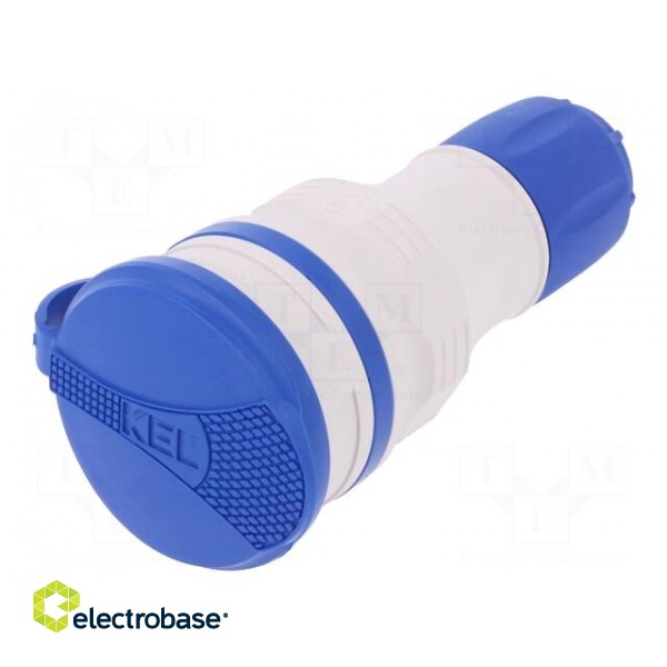 Connector: AC supply | female | socket | 2P+PE | 250VAC | 16A | blue,grey image 1