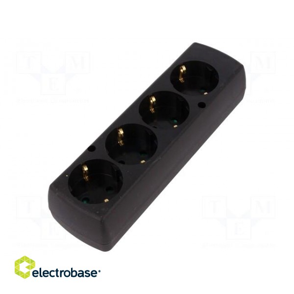 Connector: AC supply | female | splitter | 2P+PE | 250VAC | 16A | black image 1