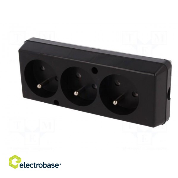 Connector: AC supply | female | splitter | 2P+PE | 250VAC | 16A | black paveikslėlis 2