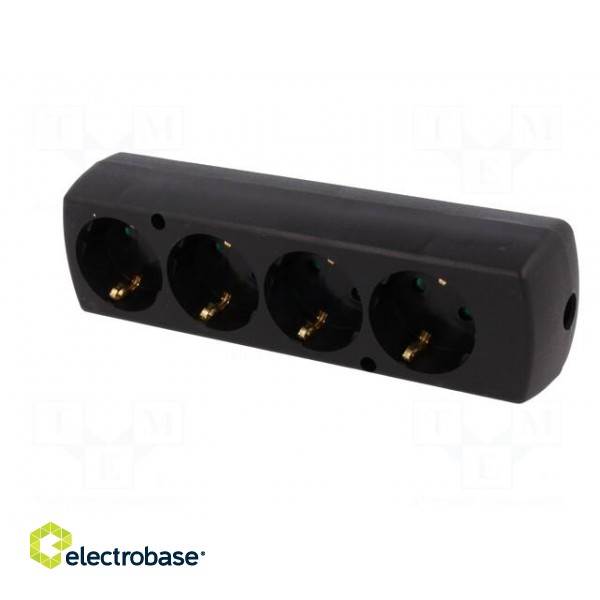 Connector: AC supply | female | splitter | 2P+PE | 250VAC | 16A | black фото 2