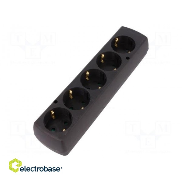 Connector: AC supply | female | splitter | 2P+PE | 250VAC | 16A | black image 1