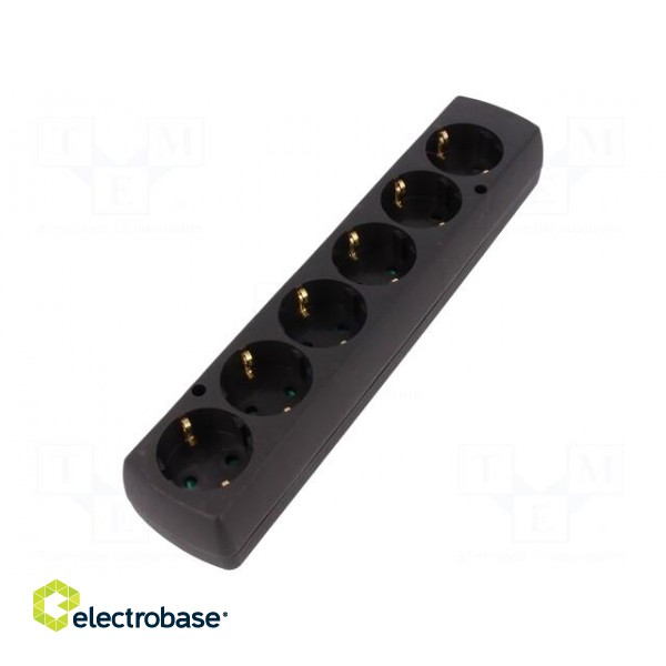 Connector: AC supply | female | splitter | 2P+PE | 250VAC | 16A | black image 1