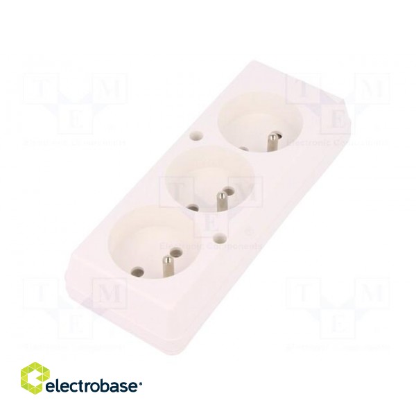 Connector: AC supply | female | splitter | 2P+PE | 250VAC | 16A | white image 1