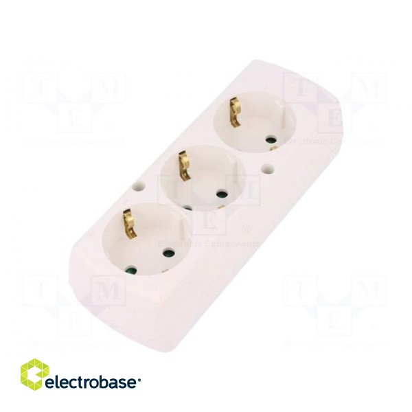 Connector: AC supply | female | splitter | 2P+PE | 250VAC | 16A | white image 1