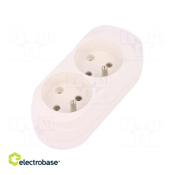 Connector: AC supply | female | splitter | 2P+PE | 250VAC | 16A | white paveikslėlis 1