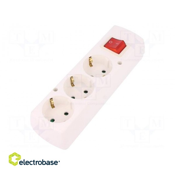 Connector: AC supply | female | splitter | 2P+PE | 250VAC | 16A | white фото 1