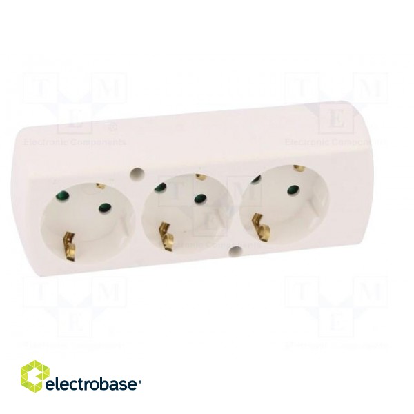 Connector: AC supply | female | splitter | 2P+PE | 250VAC | 16A | white image 9