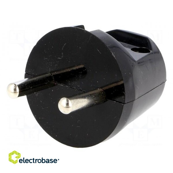 Connector: AC supply | male | plug | 2P | 230VAC | 16A | Type: round | black paveikslėlis 1